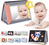 Jouet D'éveil Bébé 0-3 Mois - Miroir + Livre Tissu Noir Et Blanc - Pliable Et Lavable