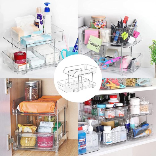 Organisateur multifonctionnel pour Cuisine et placard avec tiroir coulissant et Design transparent
