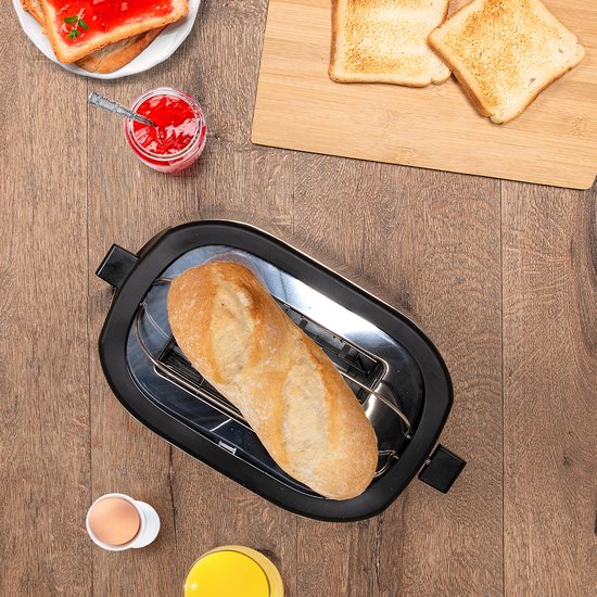 Alpina Broodrooster Met Tosti-functie - 7 Bruiningsniveaus Ontdooifunctie En Verwijderbare Kruimellade Zilver