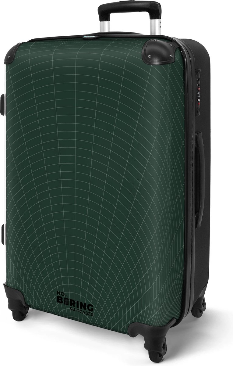 NoBoringSuitcases.com® - Koffer groot - Rolkoffer lichtgewicht - Groene abstracte tunnel - Reiskoffer met 4 wielen - Grote trolley XL - 20 kg bagage - Hardcase suitcase - Travel luggage - Ruimbagage middelgroot