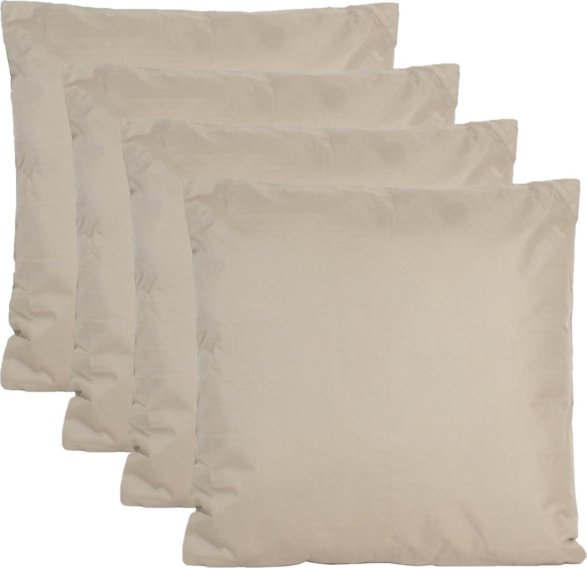 Anna's collection Buiten of tuin sier kussens - 4x - taupe/beige - 60 x 60 cm - binnen/buiten - zitkussens tuinbank