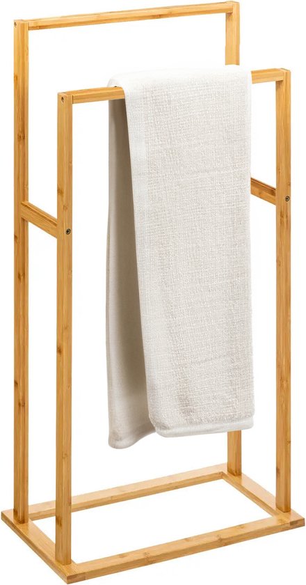 5Five Handdoeken ophang/drogen rek badkamer - bamboe hout - 42 x 24 x 82 cm - 2 leggers
