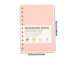 Wachtwoordenboekje - wachtwoord - password - roze - klein boekje - boekje voor je wachtwoorden - boekje voor wachtwoorden - Wachtwoord organizer - Spiraalgebonden - Alfabetische Tabbladen - Ideaal voor Thuis - Kantoor - Internet - Computer - Login