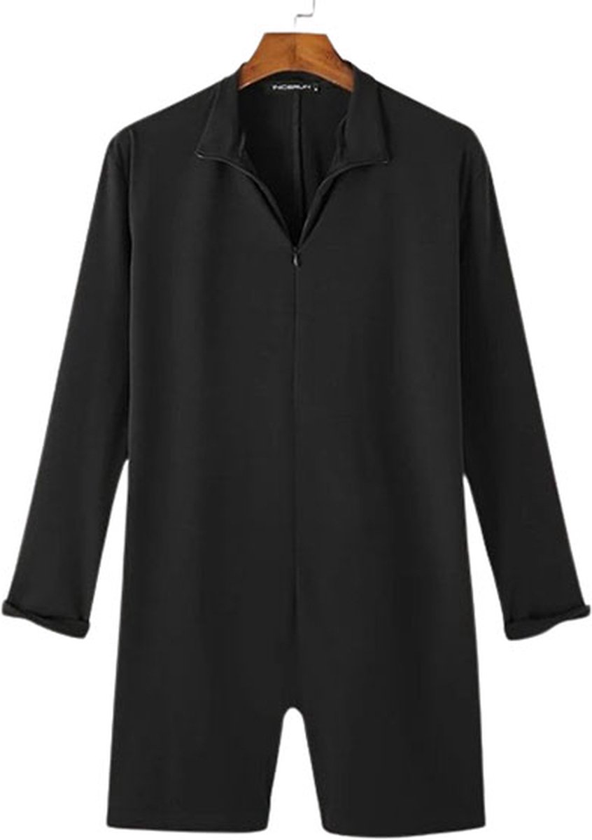 Goedkoopste Heren Jumpsuit Zwart – Lange Mouwen Playsuit – Casual Comfort Outfit
