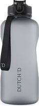Dutch'D ® - 2,2 litres - Gourde avec paille - Gourde - Grijs - Tritan - Sans BPA - Paille - Sans fuite - Gourde Adultes et Enfants