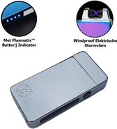 Elektrische Windproof Plasma Aansteker - USB Oplaadbaar - Batterij Indicator - Zilver