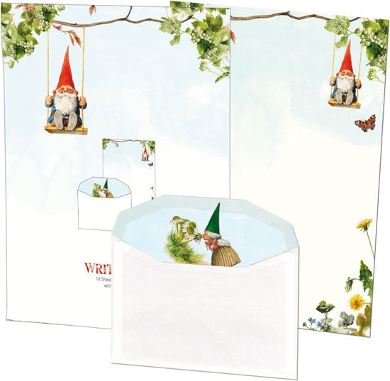 Foto: Briefpapier met enveloppen kabouter rien poortvliet