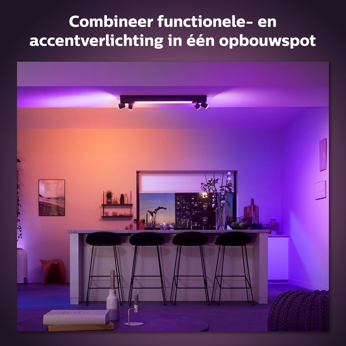 Philips Hue Centris opbouwspot - wit en gekleurd licht - 4-spots - zwart - rechthoekig — afbeelding 5