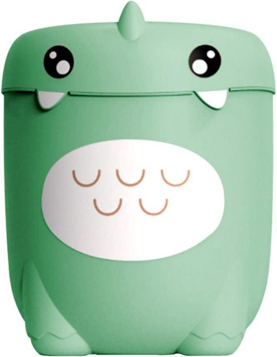 Goedkoopste Prullenbak Mooie Dinosaurus Wastepaper Mand Cartoon Animal Design - Badkamer Keuken Slaapkamer Thuiskantoor Lichtgroen