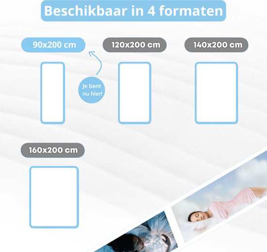 Matelas Maan ® - Matelas réglable 90x200 - Couchage possible sur 2 kanten - 22 de haut - Matras Hybride Mousse Froide - Couvre Matelas Luxe avec Fermeture Éclair - 30 jours de sommeil d'essai - Matras 90x200
