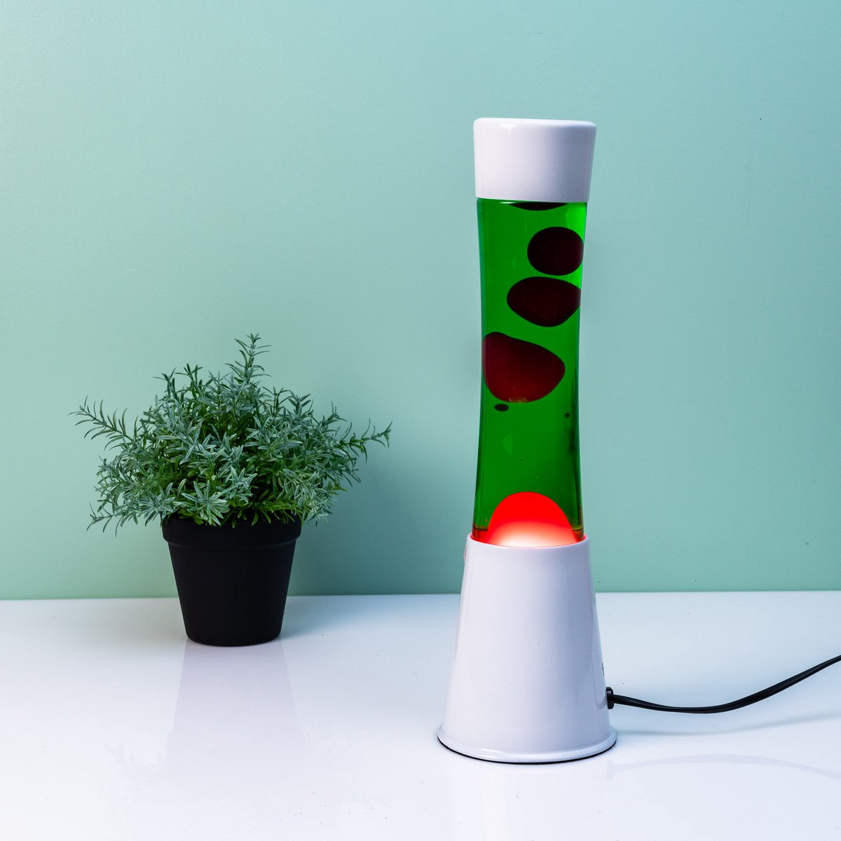 Lavalamp Wit Met Groene Vloeistof En Roze Lava van Fisura