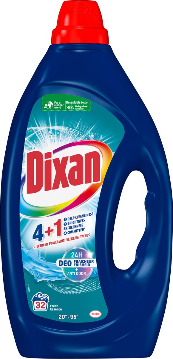 Goedkoopste Dixan - Gel Deo Fresh Blue - 32WL x4 - Wasmiddel - Voordeelverpakking - Gekleurde was