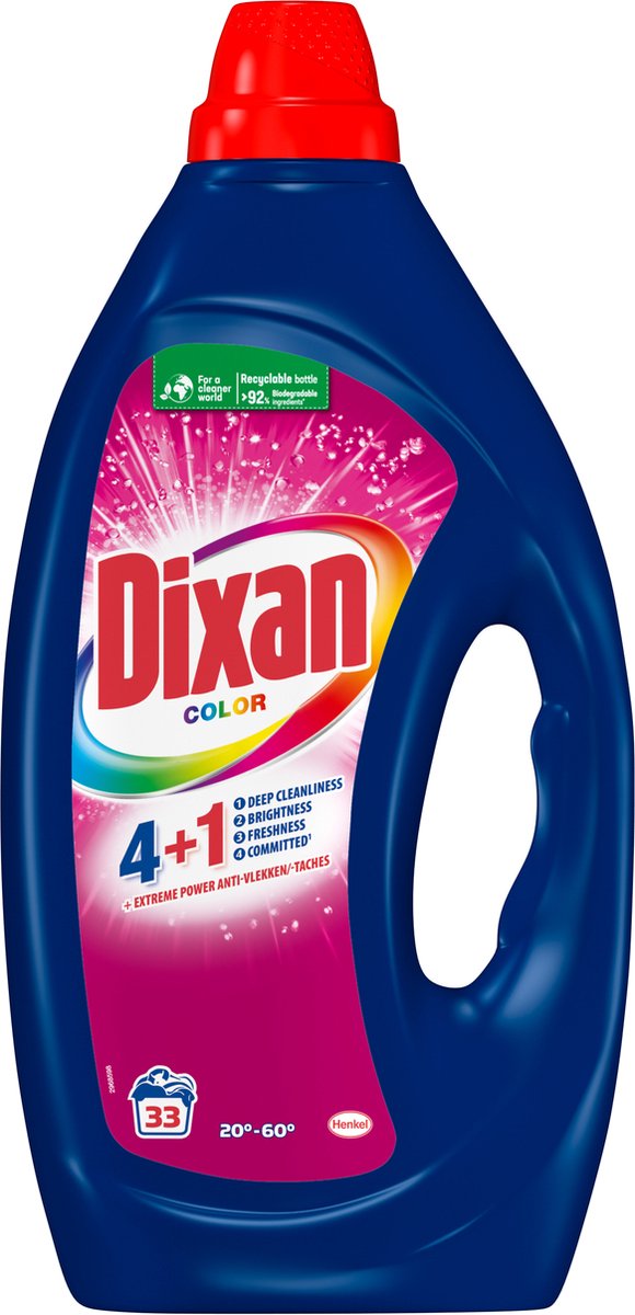 Goedkoopste Dixan - Gel Color - 33WLx4 - voordeelverpakking - vloeibaar wasmiddel - gekleurde was