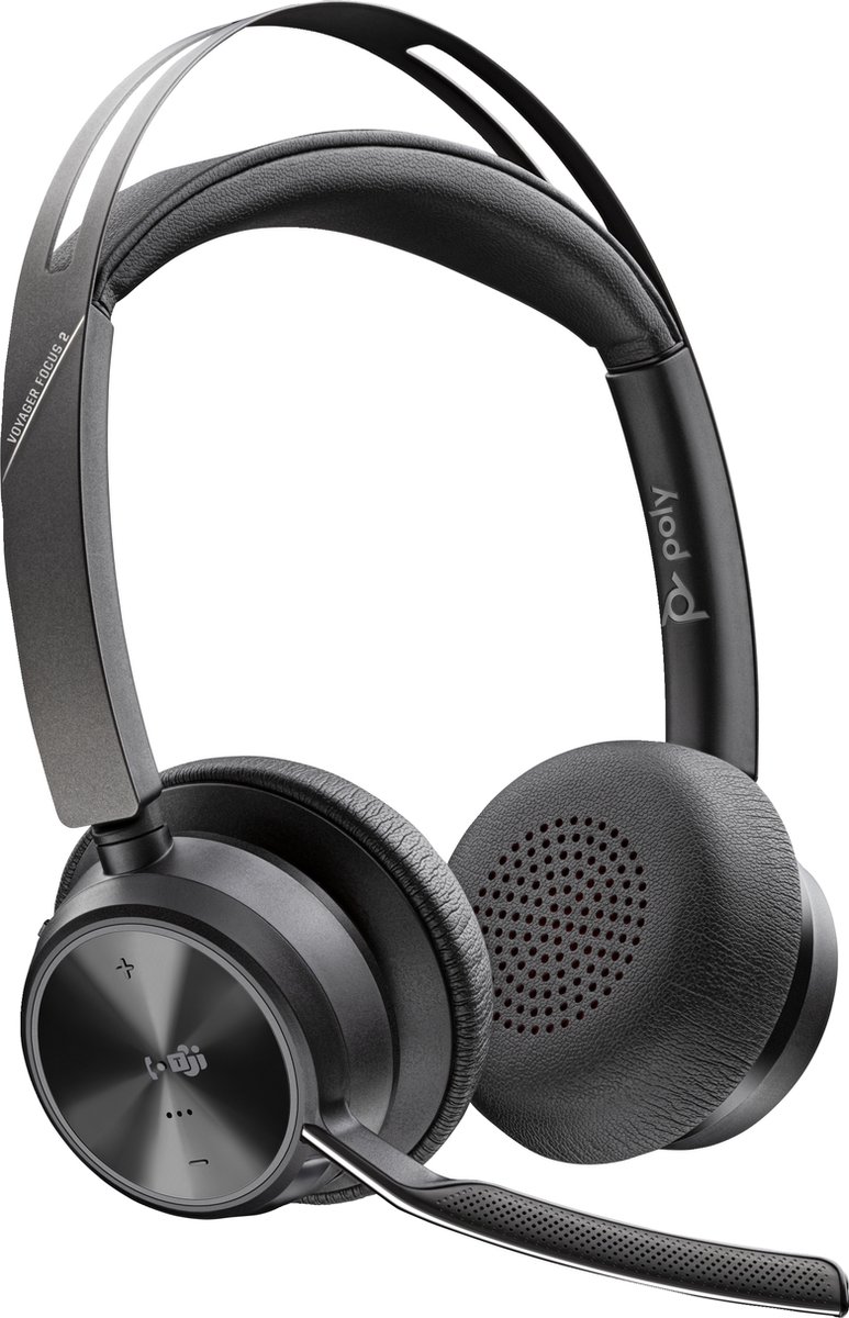 Poly Voyager Focus 2 Microsoft Teams Certified USB-C-C Headset +USB-C/A Adapter +Charging Stand