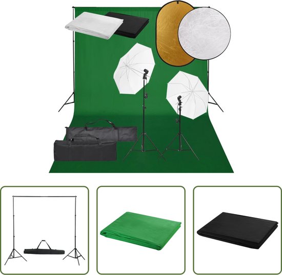 Foto: The living store fotostudioset daglichtlampen witte paraplus flexibel achtergrondsysteem praktische reflectorset opbergbaar 150 karakters