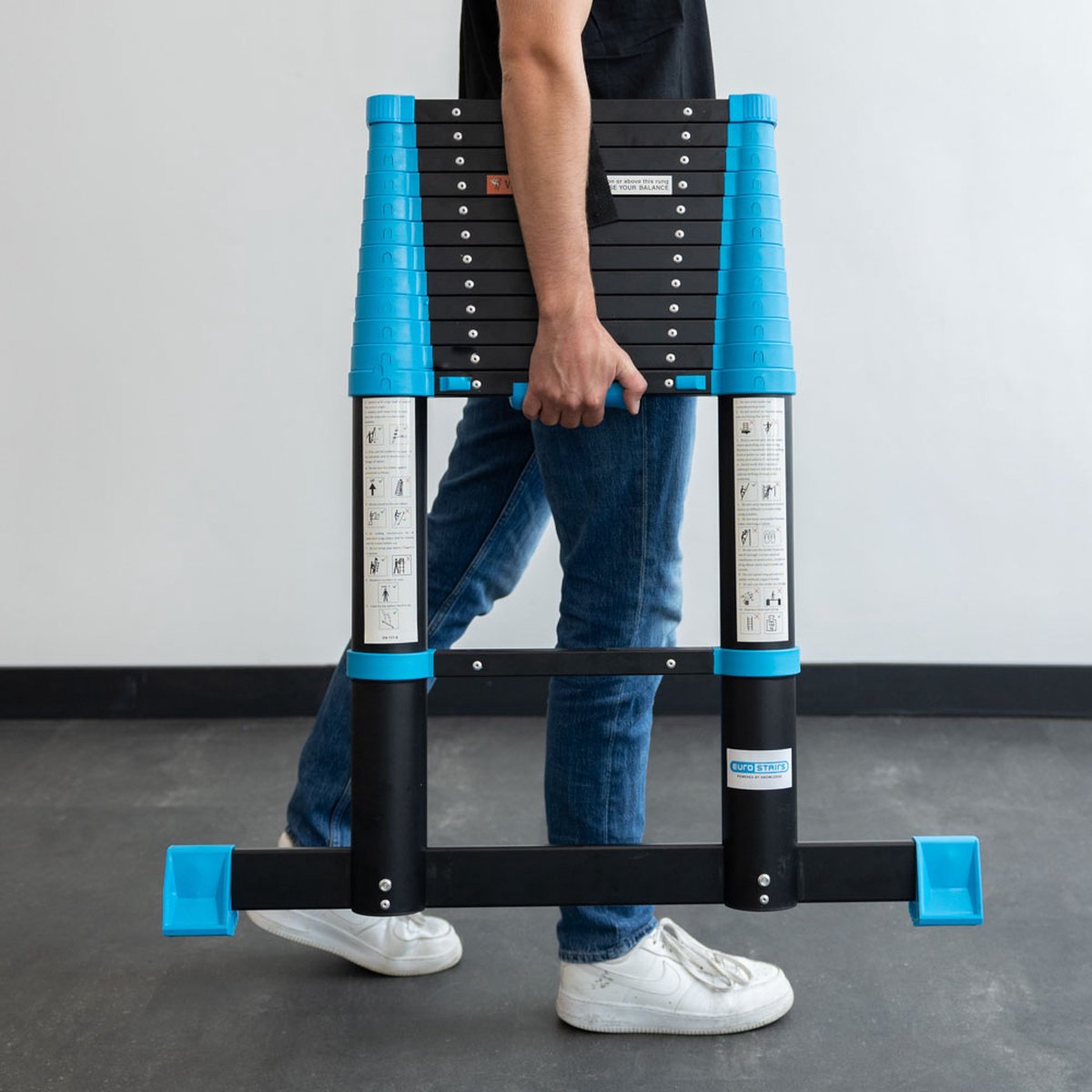 Telescoopladder Eurostairs | Vouwladder 4,1 meter | 14 treden met softclose – foto 6