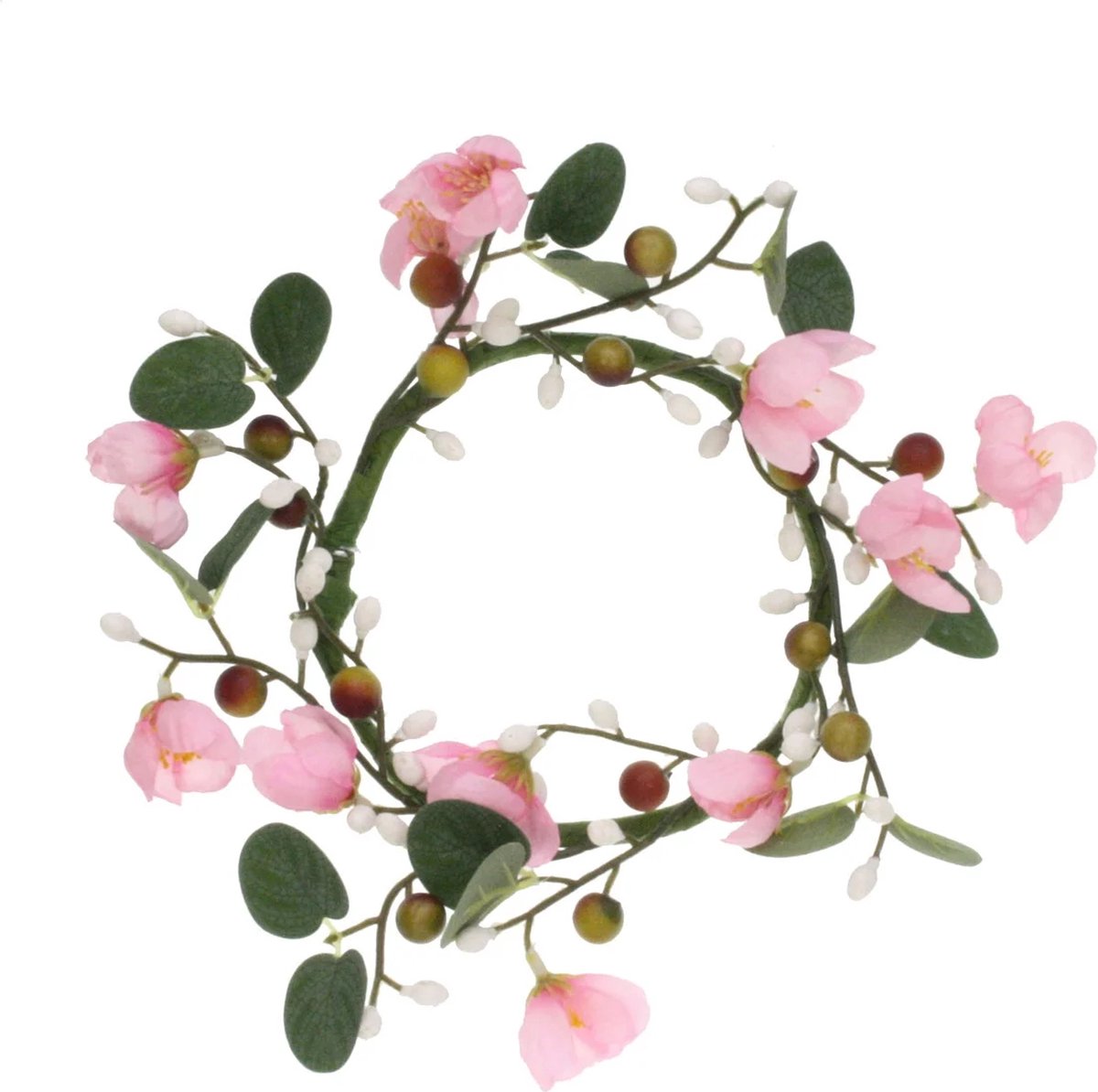 Krans met roze roosjes Ø20cm