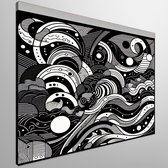 Abstract zwart wit schilderij | Mystiek monochroom meesterwerk: een dans van licht en schaduw | Kunst - 20x20 centimeter op Canvas | Foto op Canvas