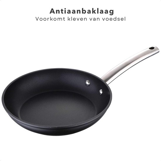 WECOOK! Professionele lage inductie braadpan 28cm, milieuvriendelijke niet-stick PFOA-vrij, gesmeed aluminium, koperkleur, 2,8 mm dikte, roestvrijstalen handgrepen, keramische kookplaat, gas, oven