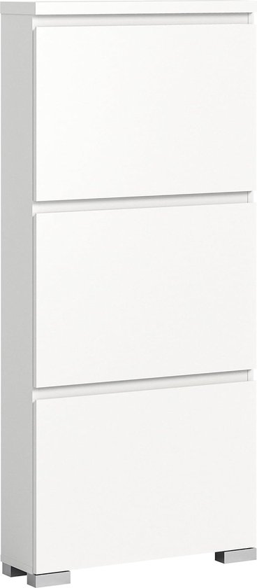 Escondido Schoenenrek, Schoenenkast Met 3 Vouwdeuren, Kast Met Dubbele Capaciteit Voor Maximaal 18 Paar Schoenen 70x17h180 Cm Eiken