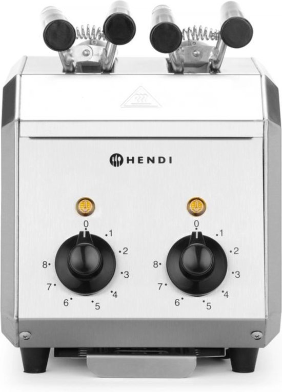 HENDI Tosti-apparaat – geïsoleerde handgrepen – timer met alarm – uitneembare kruimellade – roestvast staal