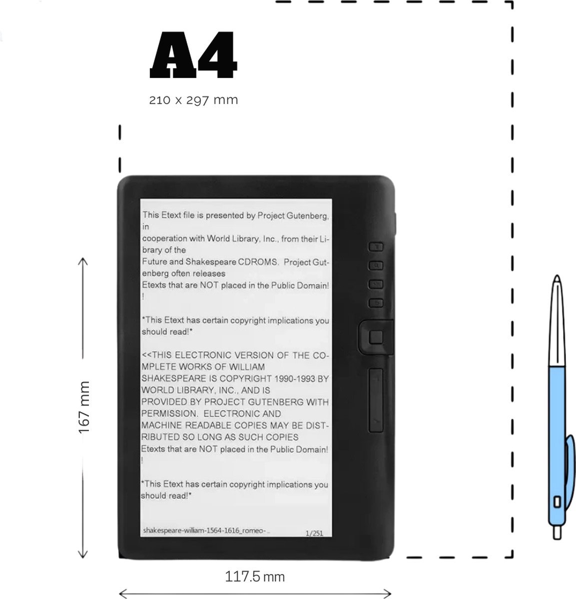 Wan E-reader 16 GB 7 inch met Hoes en Screenprotector - afbeelding 2