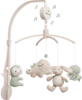 Baby's Only Mobile musical bébé animaux - Mobile pour bébé - Laurier vert/lin chaud - Figurines tricotées - speelgoed Musique - Mélodie 'C'est un petit monde'