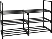 O'DADDY® Schoenenrek 6 laags - Schoenenkast - Schoenenrek - Rekje - Schoenen Opbergsysteem - Schoenrek - 12 tot 16 paar schoenen - 2 x 3 lagen - Zwart Metaal