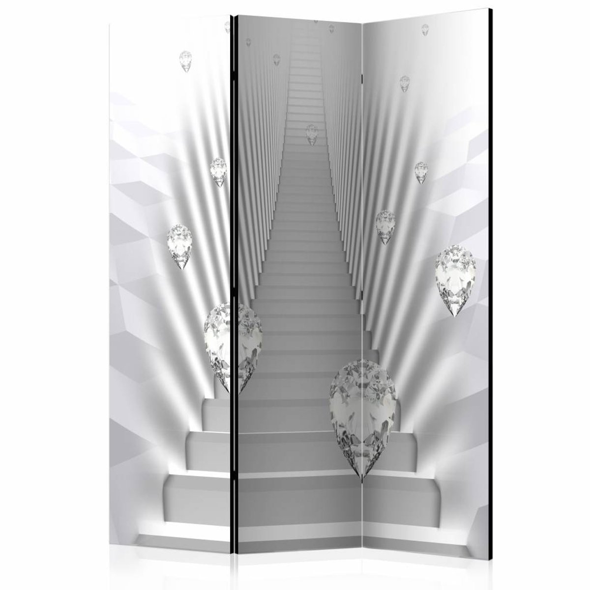 Vouwscherm / Kamerscherm - Trap op in het wit 135x172cm , gemonteerd geleverd , dubbelzijdig geprint