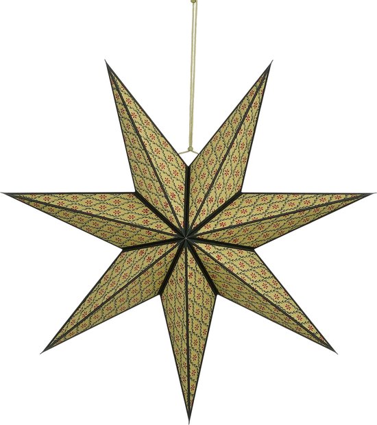 House of Seasons Gonda Hangende Decoratie Ster - H18 x Ø60 cm - FSC Mix - Papier - Groen