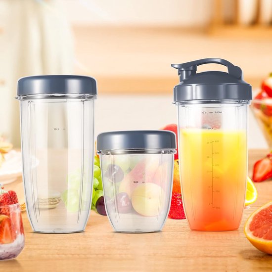 Blenderaccessoire - 5Stuk - Vervangende Blenderbekers Geschikt Voor Nutribullet Blender, 32oz/24oz/16oz Bekers Met Flip Top To Go-Deksel En Hersluitbare Vershouddeksel En Rubberen Pakking, Compatibel Met Geschikt Voor Nutri Bullet 600w/900w Blenders van Blenderaccessoire — afbeelding 3