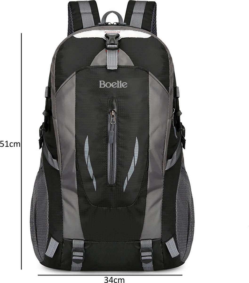 Zeer ruime rugzak, zwart-grijs, lightgewicht, 35 liter