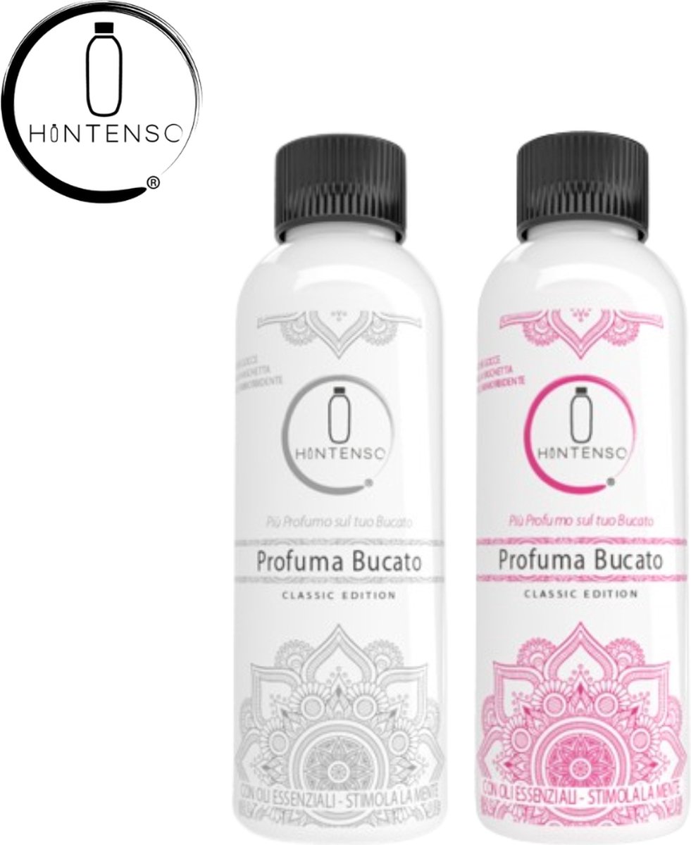 Wasparfum Hintenso Pink 500ml + Wasparfum Hintenso White 500ml - Proefpakket - 140 Wasbeurten - Inclusief 1 gratis tester - - Frisse was - Heerlijke geur - Textielverfrisser – Wasverzachter – Bloemengeur - Wasparfum - Wasmachine