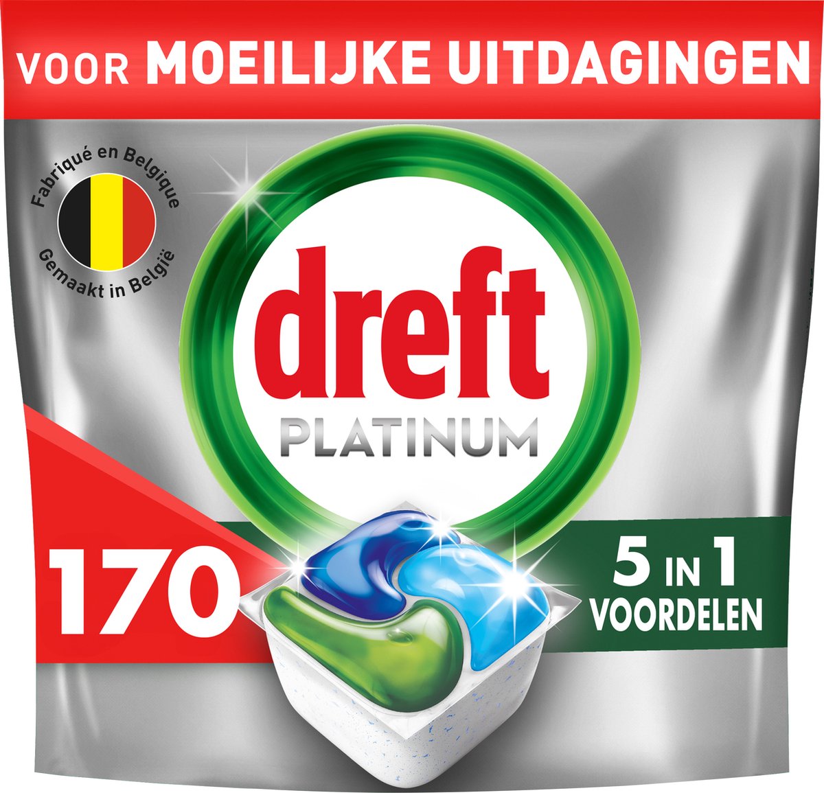 Dreft Platinum All In One Vaatwastabletten - Original - 170 Capsules - Jaarvolume — afbeelding 3