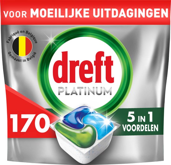 Dreft Platinum All In One Vaatwastabletten - Original - 170 Capsules - Jaarvolume