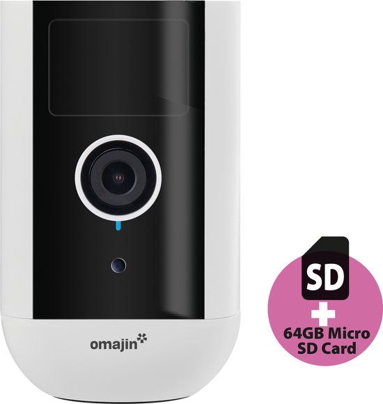 omajin Draadloos Batterij Camera - Beveiligingscamera - Bewakingscamera voor buiten - Outdoor camera - 2K - Nachtzicht 10m - Bewegingsdetectie - incl 64. GB SD-kaart - Wit van OM — afbeelding 2