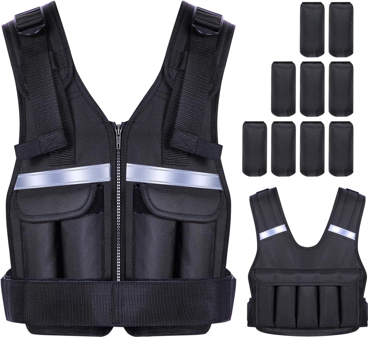 Sportneer Verstelbaar gewichtsvest 0,9 kg tot 8 kg, 9-in-1 snel