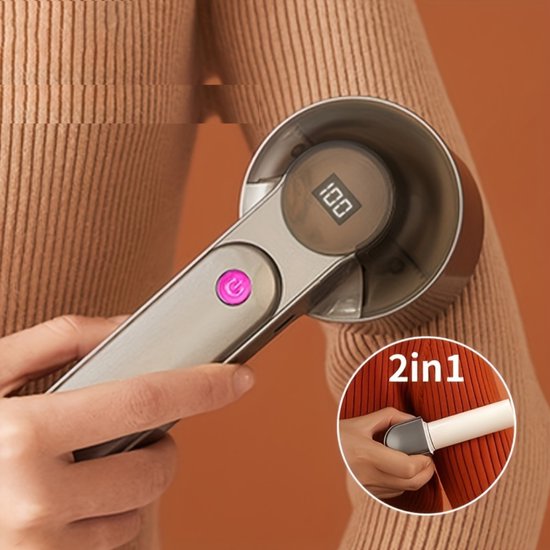 Pluisverwijderaar voor kleding, LED-display, 3 snelheden, verstelbaar, trui- scheerapparaat voor verschillende stoffen, wit