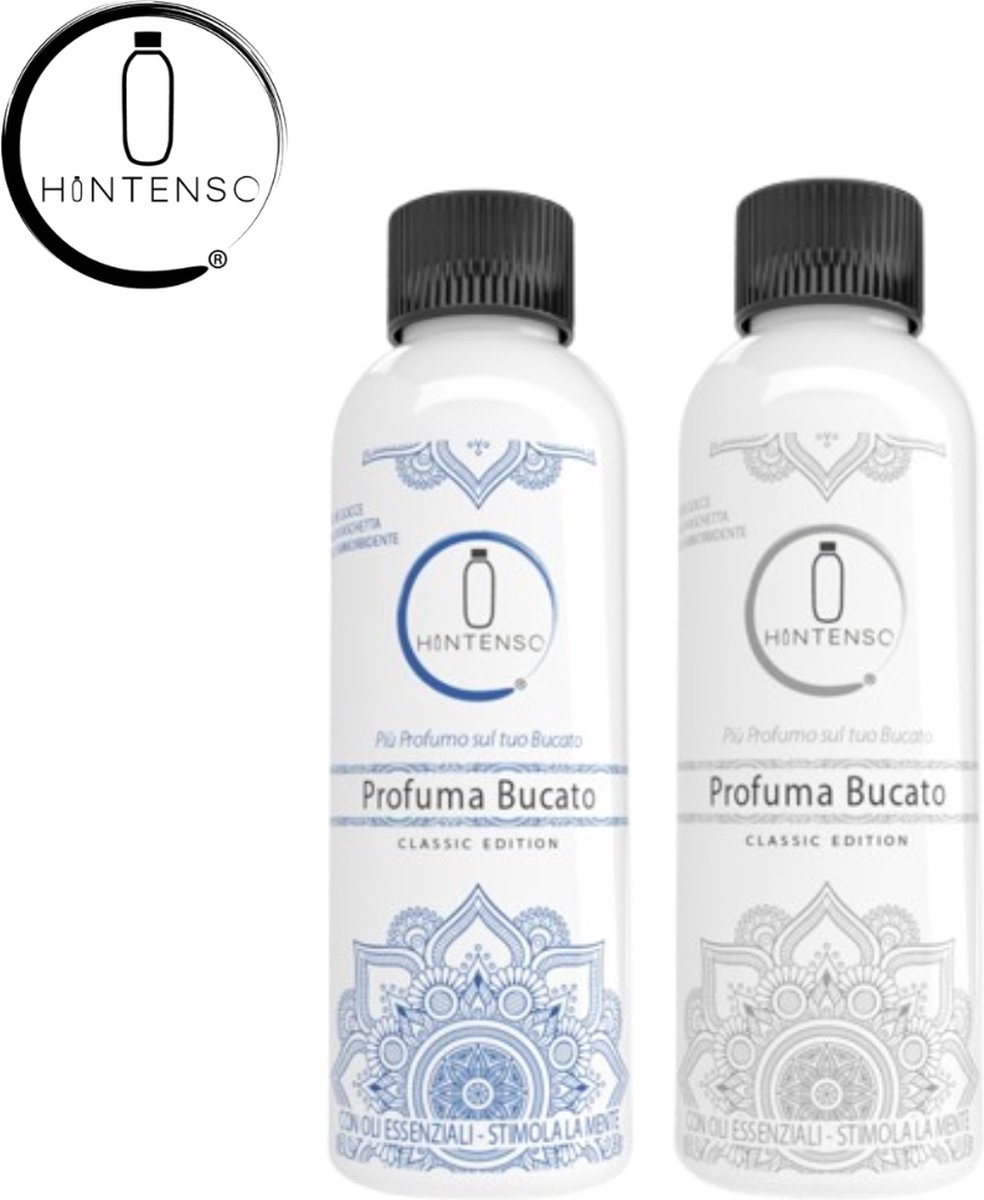 Wasparfum Hintenso Blue 500ml + Wasparfum Hintenso White 500ml - 140 Wasbeurten - Proefpakket - Inclusief 1 gratis tester - Frisse was - Heerlijke geur - Textielverfrisser – WasveWasberzachter – Bloemen - Wasparfum - Wasmachine