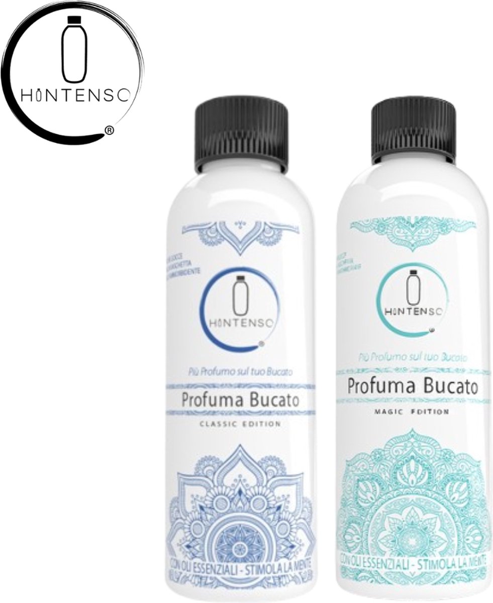 Wasparfum Hintenso Turquoise Magic Edition 500ml + Wasparfum Hintenso Blue 500ml - Proefpakket - 140 Wasbeurten - Inclusief 1 gratis tester - Frisse was - Heerlijke geur - Textielverfrisser – Wasverzachter – Zeebries - Wasparfum - Wasmachine