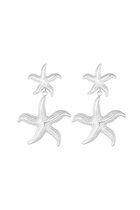 Zilverkleurige zeester dames oorbellen - Statement Oorhangers - Roestvrij staal - Waterproof - Sieraden