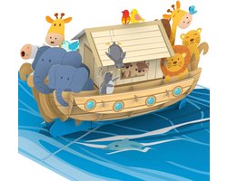 papercrush® Pop-up kaart Ark van Noach - 3D doopkaart voor meisjes & jongens, verjaardagskaart voor kinderen - pop-up wenskaart voor de doop van een petekind, geldcadeau voor communie & kinderfeestje