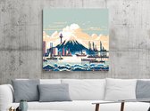 Pixel art haven schilderij | Haven of Creativity: A Pixelated Masterpiece of Artistic Ingenuity | Kunst - 100x100 centimeter op Forex | Foto op Forex
