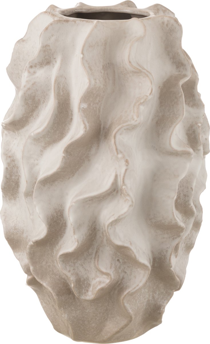 J-Line vaas Abstract Golven - klei - beige - large - 48 cm hoog