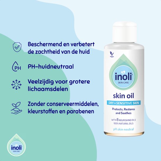 Inoli Skincare - Inoli Huidolie voor Droge en Gevoelige Huid - Lichaamsolie - Babybenodigdheden - 150ml van Inoli — afbeelding 3