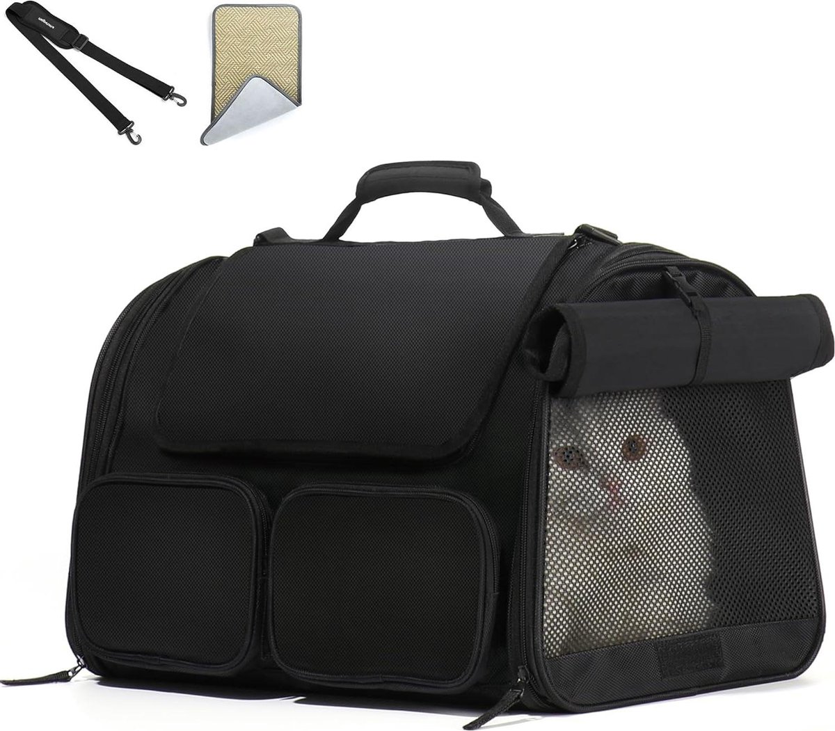 Katten Reismand Opvouwbare Transportbox Hond Met Reistas - Geschikt voor Katten en Honden tot 22kg