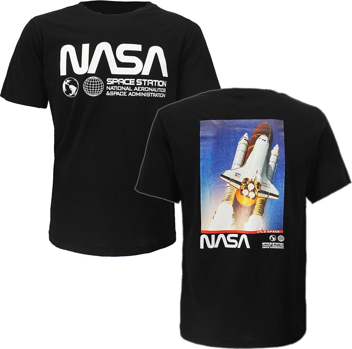 NASA Planets Logo x Space Shuttle Endeavor T-Shirt - Officiële Merchandise - XL