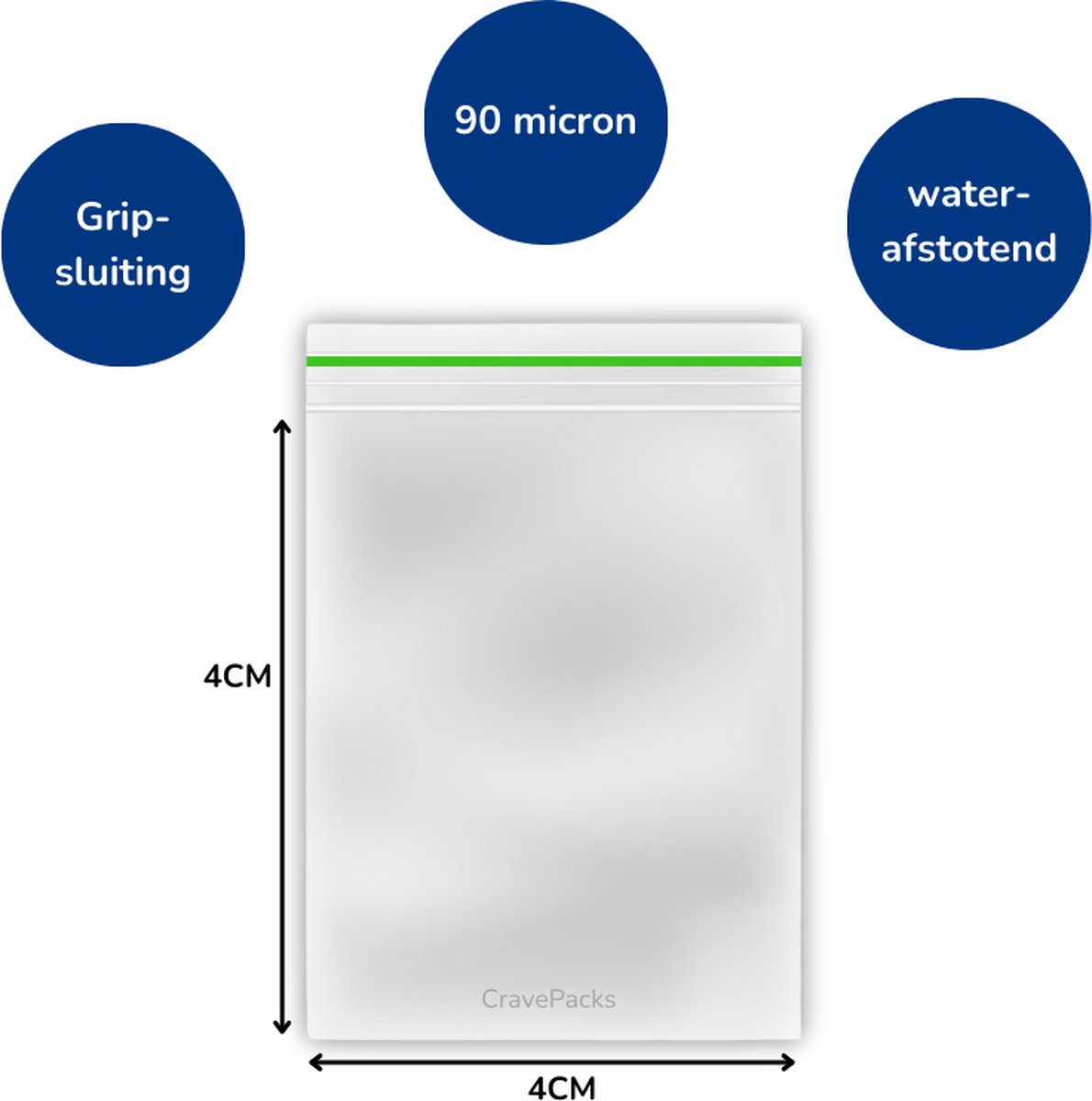 100x Gripzakjes 40x40 mm 90 micron groen - Ziplock zakjes - Uitdeelzakjes
