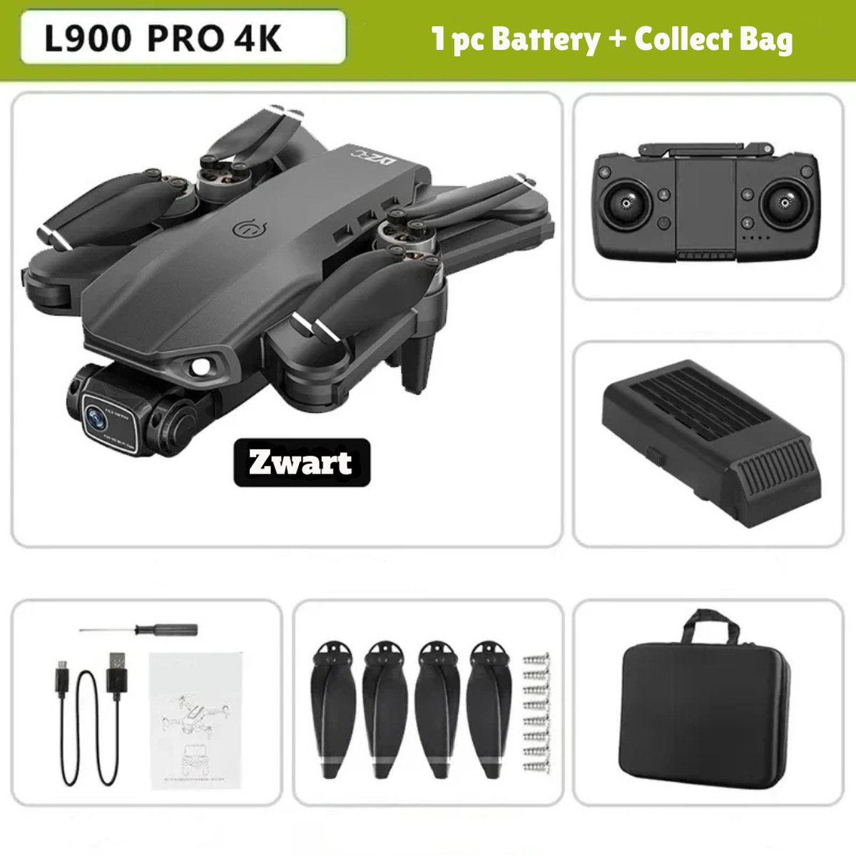 Bol.com L900 pro - Nu tijdelijk met digitale drone cursus t.w.v. €49.99 - Handig draagtasje - Drone Met Camera - Foto - Video aanbieding