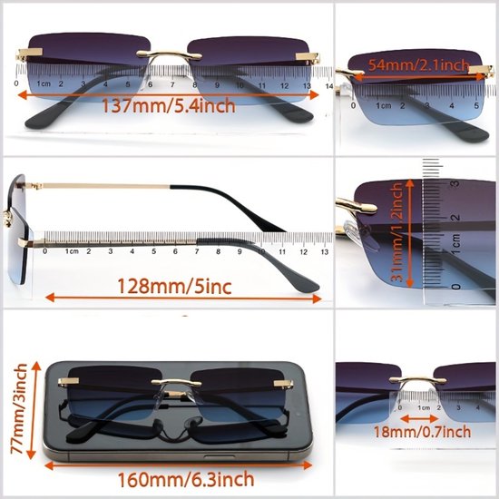 Nivard Zonnebril Voor Dames & Heren - Zonnenbrillen - Zonnenbril - Sun Glasses - Sunglasses - Techno Bril - Rave & Festival - Premium Quality - Gouden Montuur Grijze Glazen van Nivard — afbeelding 4